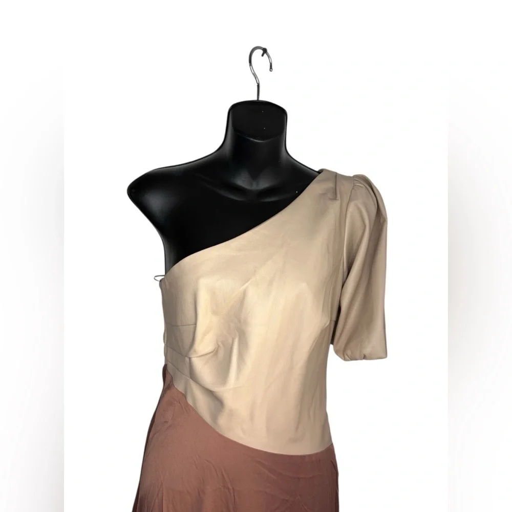 NWT Anthropologie Faux Leather One-Shoulder Asymmetrical Midi Dress size 2 - Picture 11 of 16